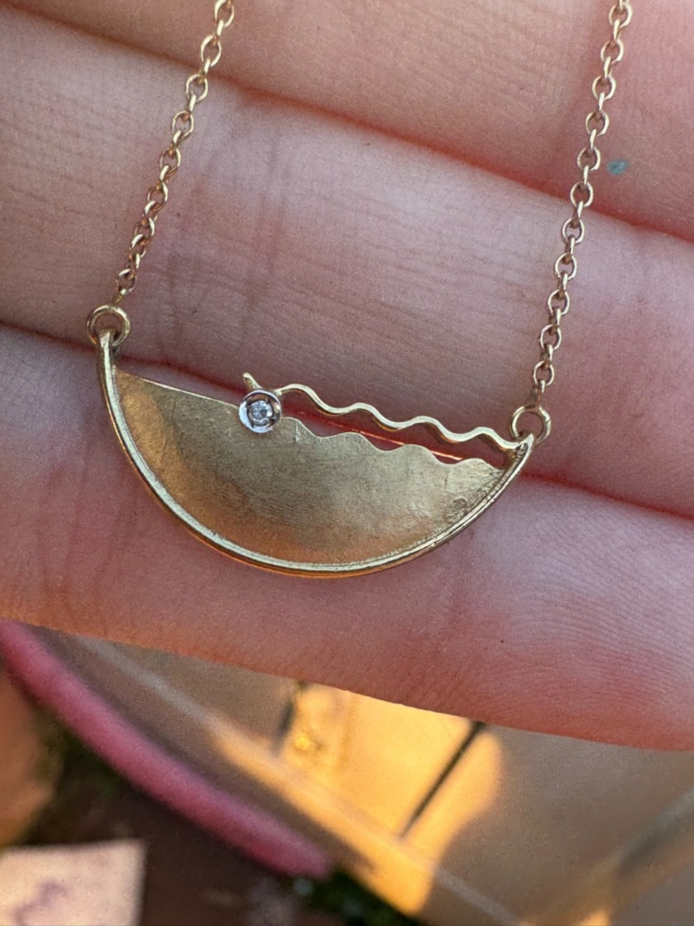 Antique solid 10k gold genuine diamond art deco necklace - Picture 9 of 13